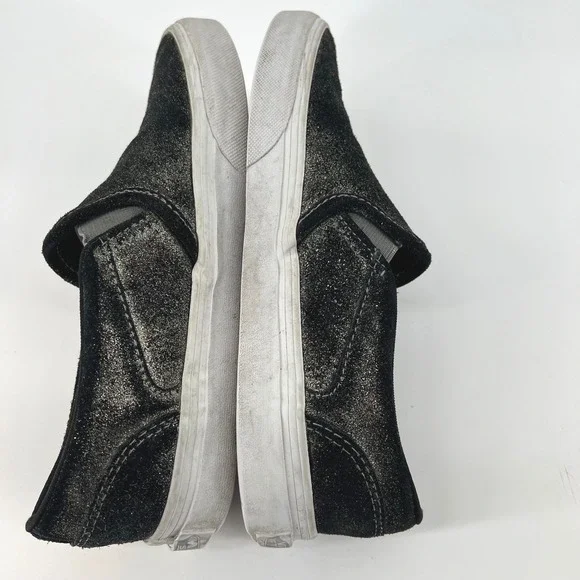 Vans Slip On Sneakers Black and Glitter Suede Womens Shoes Size 6 - Picture 7 of 8
